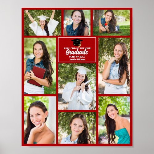 Red Graduate Photo Collage Custom Graduation Party