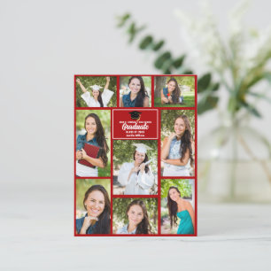Red Graduate Photo Collage Modern 2025 Graduation Postcard
