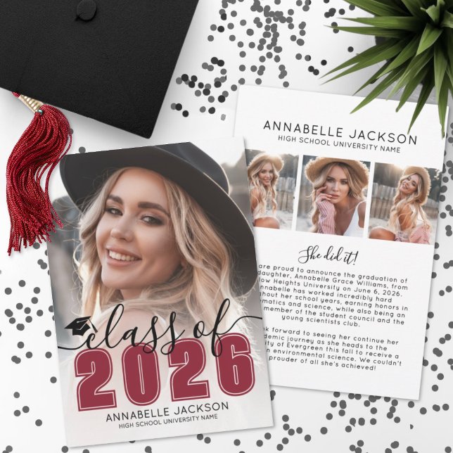 Red Graduate Photo Graduation Announcement (Red Graduate Photo Graduation Announcement )