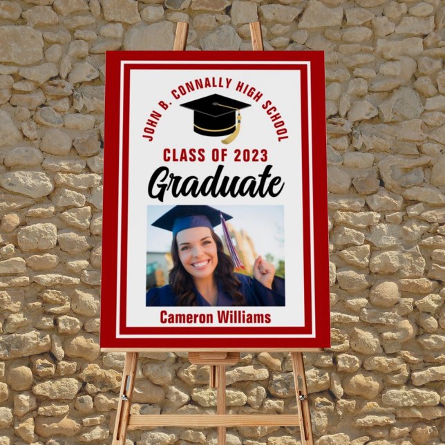 Red Graduate Photo Personalized Graduation Party Foam Board (Creator Uploaded)