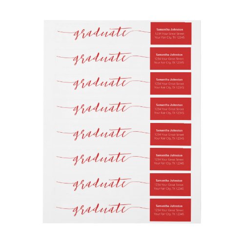 Red Graduate Script Modern Wrap Around Label