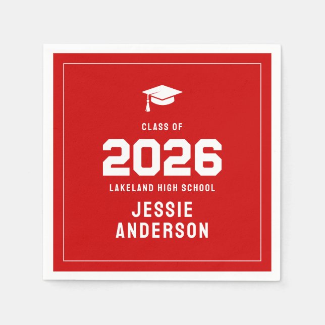 Red Graduation 2026 Napkins (Front)