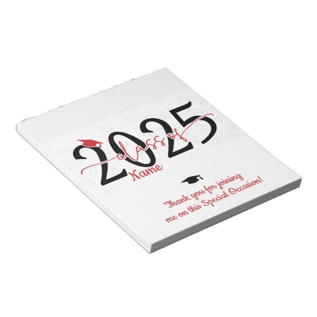 Red Graduation Candy Bar Wraps Party Favor Notepad (Angled)