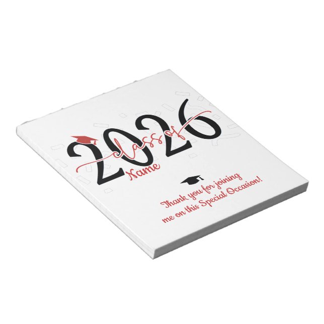 Red Graduation Candy Bar Wraps Party Favor Notepad (Angled)