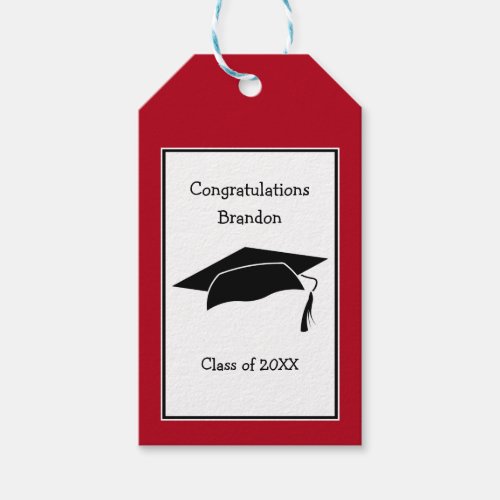 Red Graduation Cap Congratulations Gift Tags