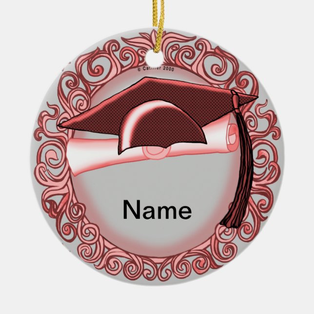 Red Graduation Cap  ornament (Front)