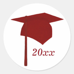 Red Graduation Cap Stickers, Class of Classic Round Sticker