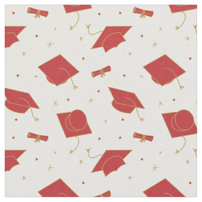 Red Graduation Cap Toss Fabric (Close Up)