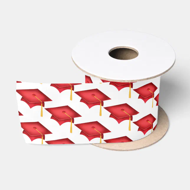 Graduation Cover Red Red Graduation Caps On White Satin Ribbon | Zazzle