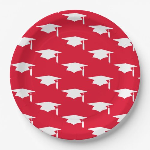 Red Graduation Caps Pattern _ Graduation Paper Plates