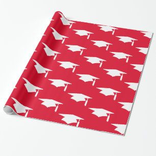 Red Graduation Caps Pattern - Graduation Wrapping Paper