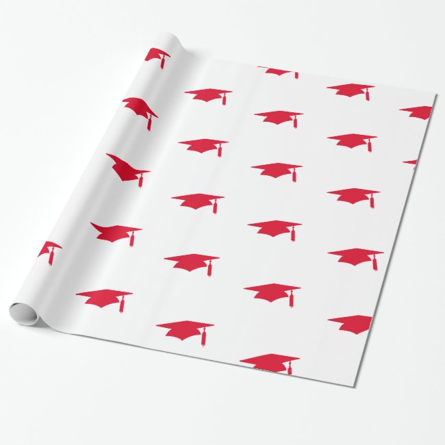 Red Graduation Caps Pattern - Graduation Wrapping Paper