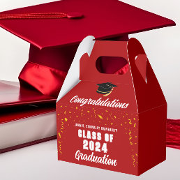Red Graduation Class of 2024 Congratulations Party Favor Boxes