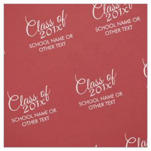 Red Graduation Class of Custom Year and Text Fabric