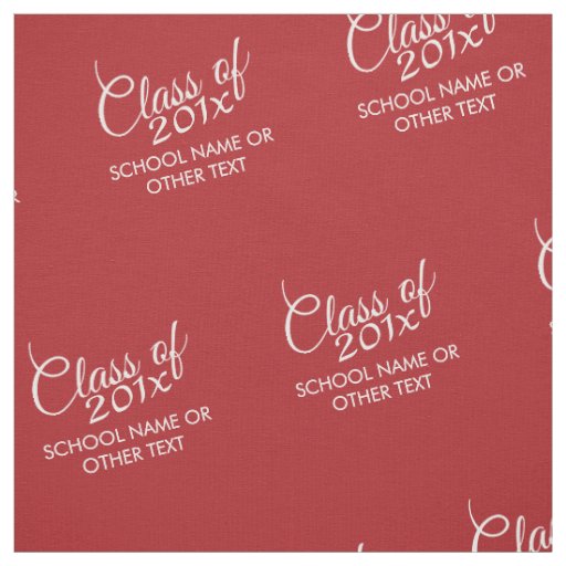 Red Graduation Class of Custom Year and Text Fabric