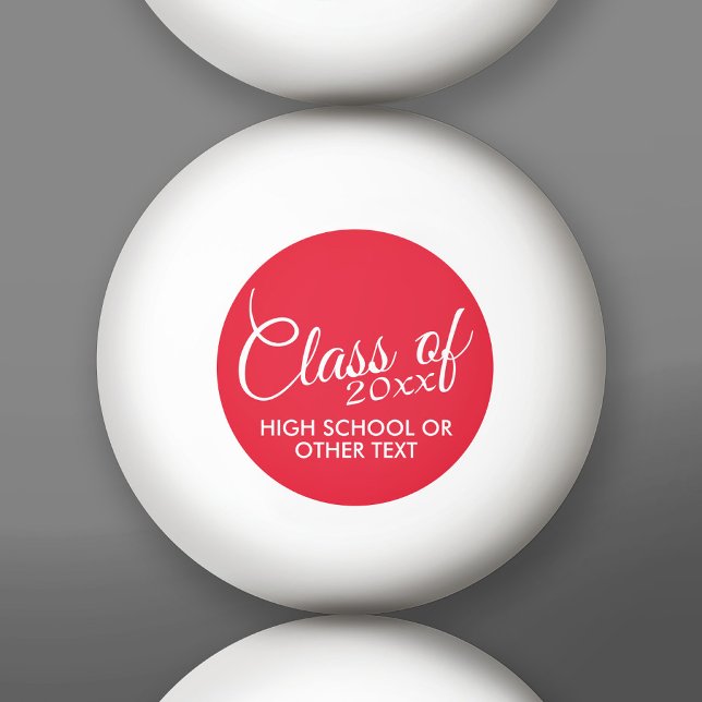 Red Graduation Class of Custom Year and Text Ping-Pong Ball (Custom Ping Pong Balls)