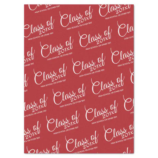 Red Graduation Class of Custom Year and Text Tissue Paper