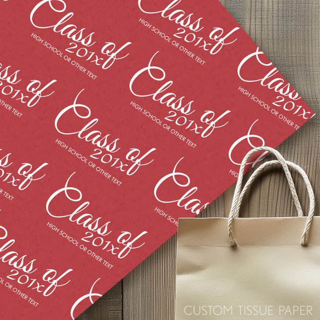 Red Graduation Class of Custom Year and Text Tissue Paper (Custom Tissue Paper)