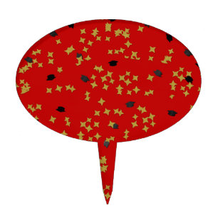 Red Graduation Confetti Cake Pick