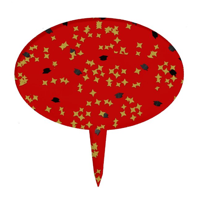 Red Graduation Confetti Cake Pick (Front)