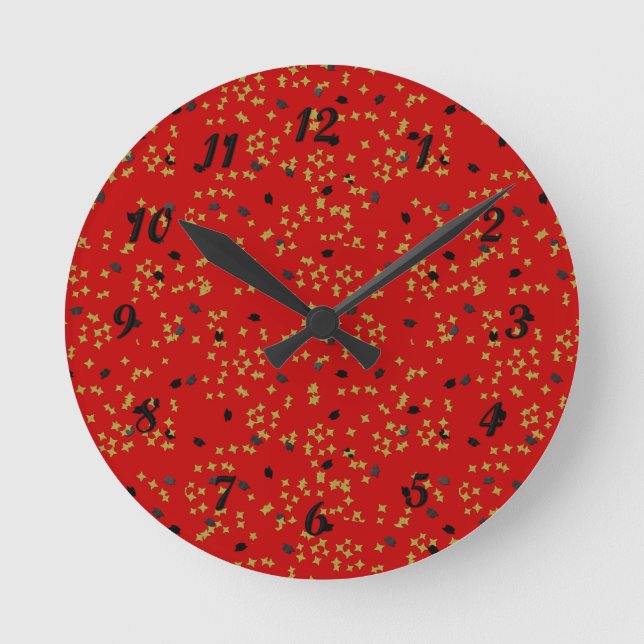 Red Graduation Confetti Clock (Front)