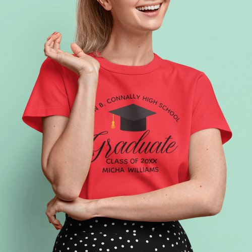 Red Graduation Custom High School Womens T_Shirt