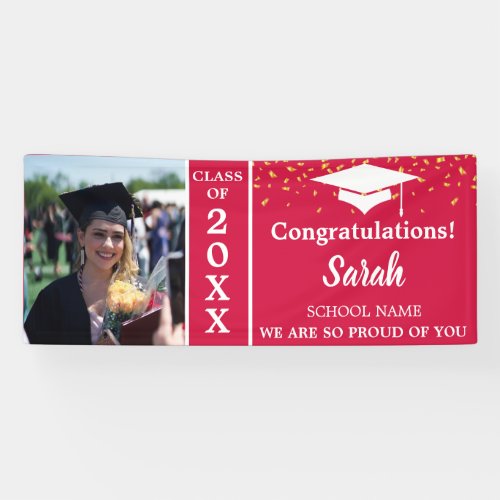 Red Graduation Custom Photo Class Of 2023 Banner