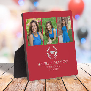 Red Graduation Custom Photo Party Plaque