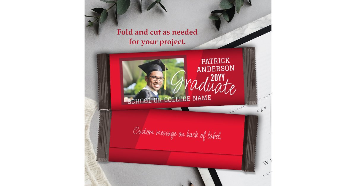 Red Graduation DIY Candy Bar Wrapper | Zazzle