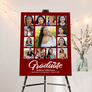 Red Graduation K–12 Photo Collage Script Modern Foam Board