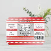 Red Graduation Party Admission Ticket Invitation (Standing Front)