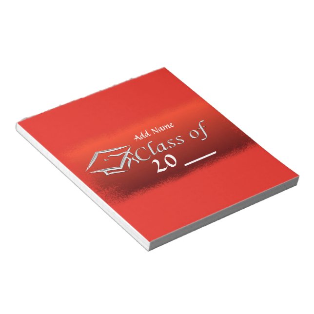 Red Graduation Party Favor Candy Wrappers Notepad (Angled)