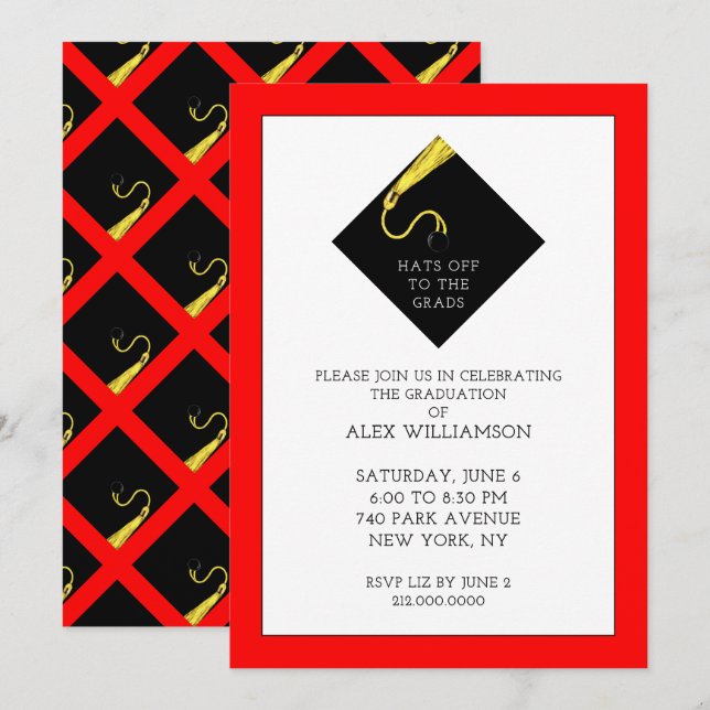 Red Graduation Party Invitations (Front/Back)