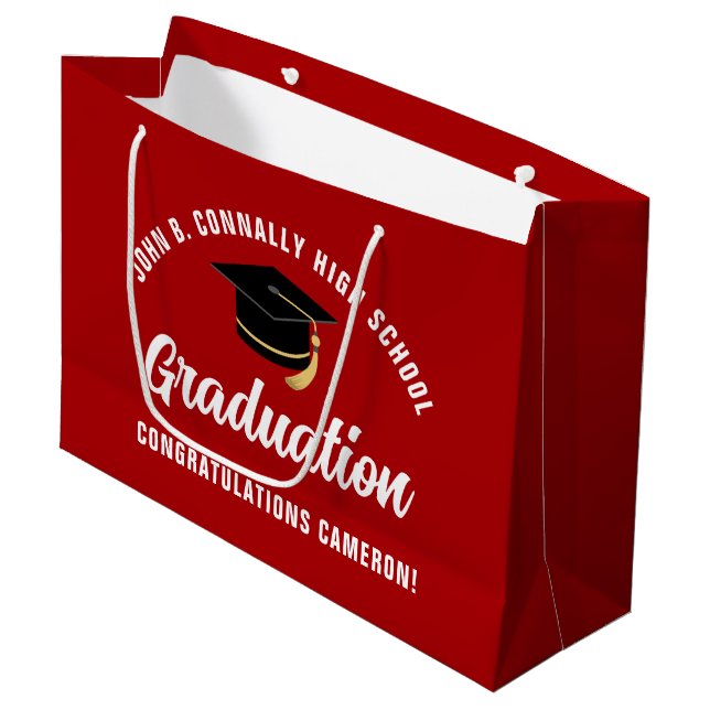 Red Graduation Party Personalized 2026 Graduate Large Gift Bag (Front Angled)