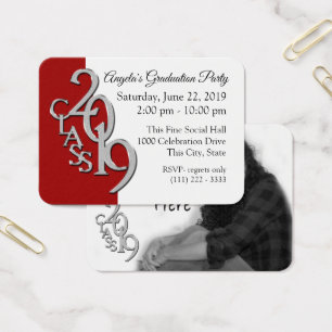Red Graduation Party Photo Insert Card 2019