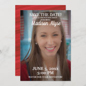 Red Graduation Party Save Date Photo Save The Date (Front/Back)