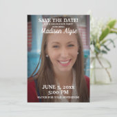 Red Graduation Party Save Date Photo Save The Date (Standing Front)