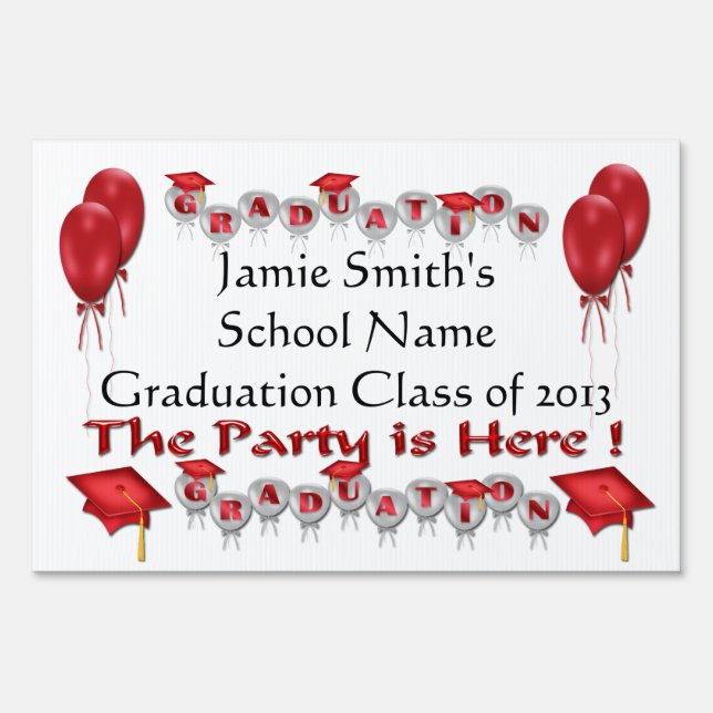 Red Graduation Party Yard Sign (Front)