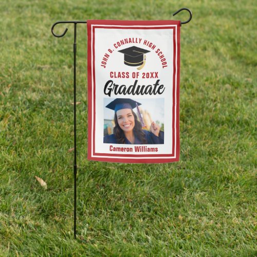 Red Graduation Personalized 2024 Graduate Photo Garden Flag