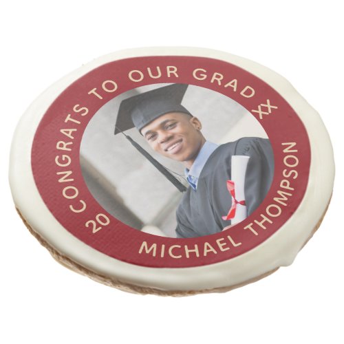 Red Graduation Photo Class Year Personalized Sugar Cookie