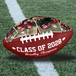 Red Graduation Photo Football Keepsake Gift