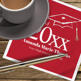 Red Graduation Script Name Class Year Design Napkins