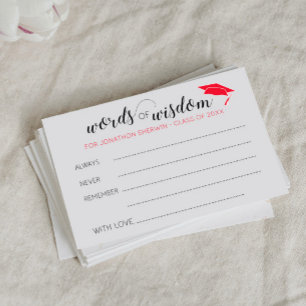 Red Graduation Words of Wisdom Advice for Graduate Card