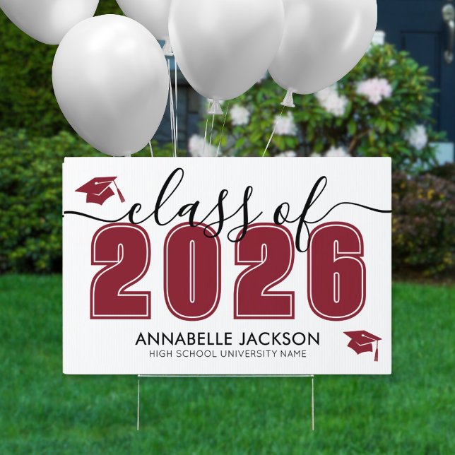 Red Graduation Yard Sign (Graduate Red Graduation Sign)