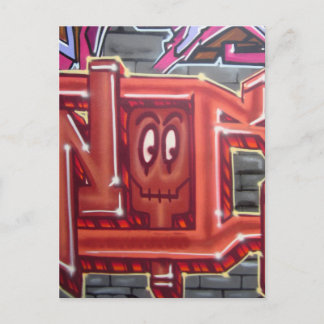 Red graffiti face postcard