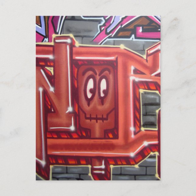 Red graffiti face postcard (Front)