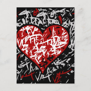 Red graffiti hart postcard