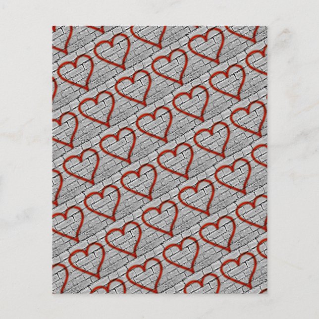 Red Graffiti Hearts Scrapbook Paper (Front)