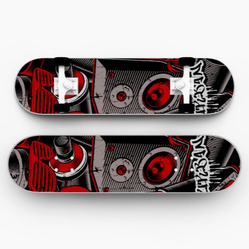 Red Graffiti Style Skateboard  Red Skateboard
