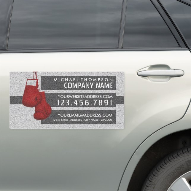 Red Grained Boxing Gloves, Boxer, Boxing Trainer Car Magnet (In Situ)